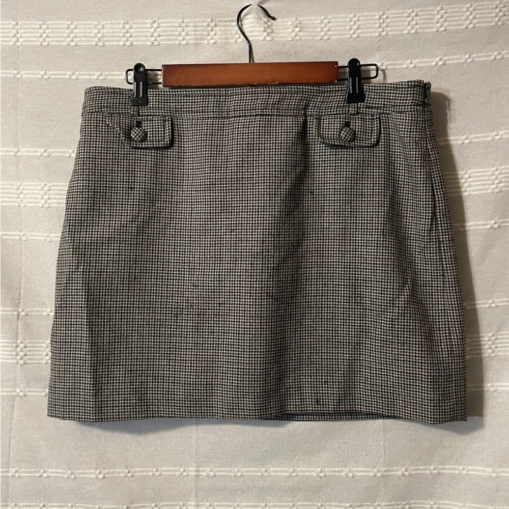 Banana Republic Classic Wool Houndstooth Mini Skirt - Black & White